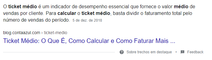 Print com resultado de busca do Google, mostrando um site institucional que produz conteúdo para blog.